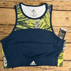 Adidas Zoe Saldana Women’s Size M Green Patterned High Neck Sports Bra NWT